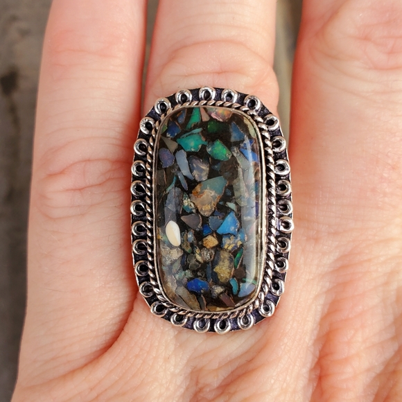 New Copper Ethiopian Opal 925 Silver Ring. - Picture 13 of 16